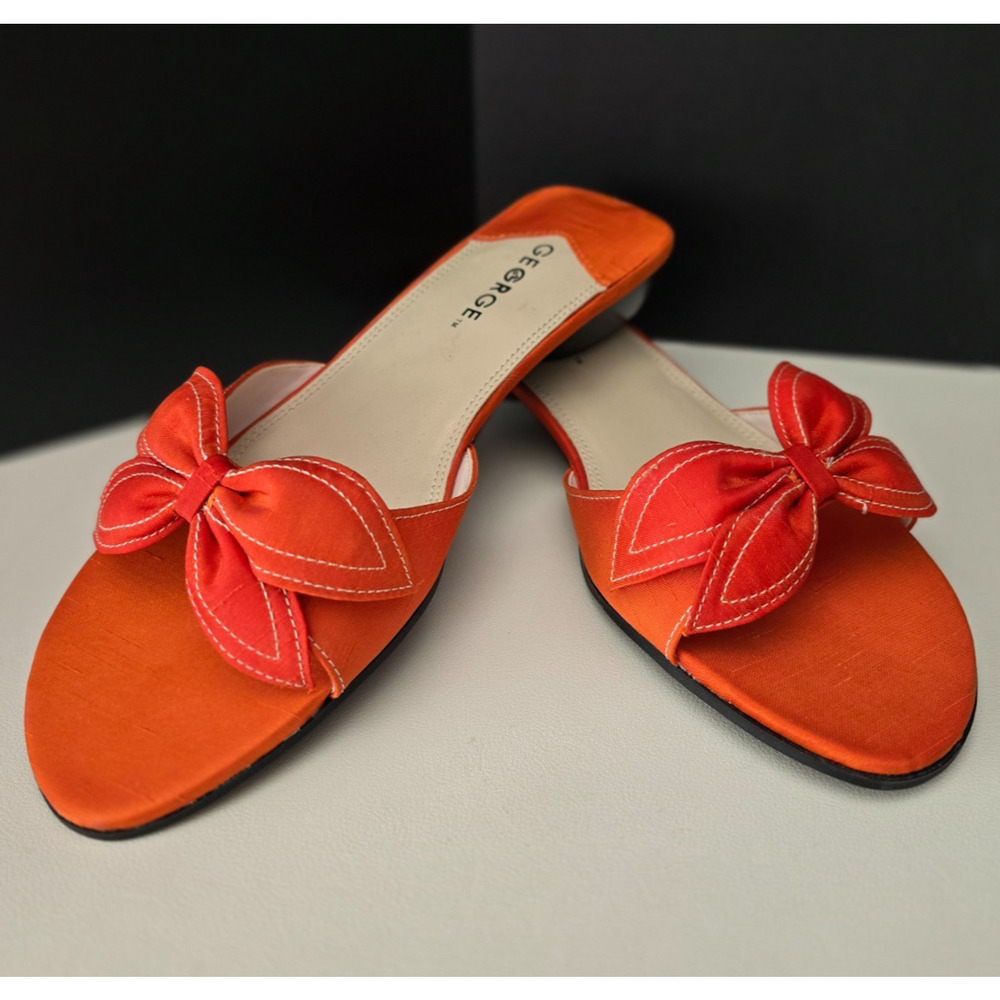 Y2K George Orange Fabric Slides Size 8